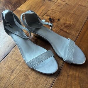 Formal Silver Strappy Sandals, Size 10